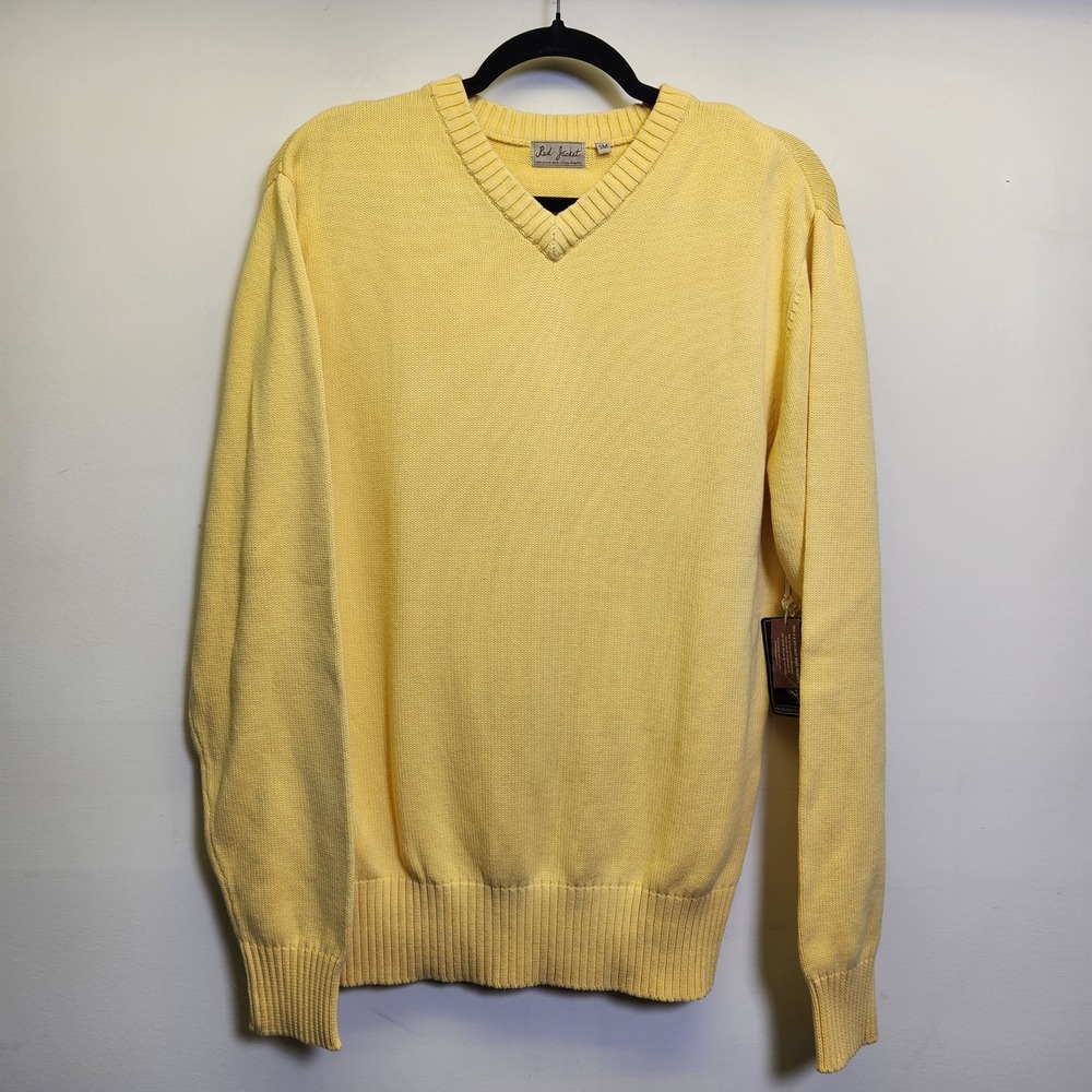 Red Jacket NWT Men's 100% Cotton Chunky Sweater Sm V-Neck Butter Yellow Preppy